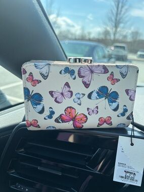Kohl's Butterflies Printed Wallet Clutch - White with Multicolor Butterflies